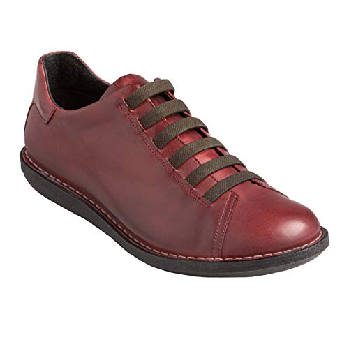 Chacal Shoes – Zapatos Casual en Piel para Hombre en Color Granate con cordón elástico para un Calzado fácil – Talla EU 42