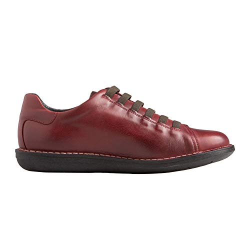 Chacal Shoes – Zapatos Casual en Piel para Hombre en Color Granate con cordón elástico para un Calzado fácil – Talla EU 42