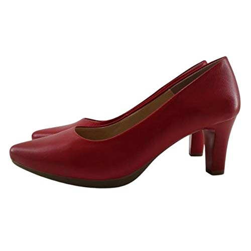 Chamby 4276 - Zapatos Tacón Bajo Mujer | Comodidad Asegurada por su Plantilla de Gel | Elegante Zapato Clásico en Piel (Rojo, 37 EU, 37)