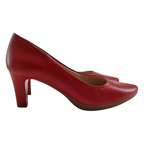 Chamby 4276 - Zapatos Tacón Bajo Mujer | Comodidad Asegurada por su Plantilla de Gel | Elegante Zapato Clásico en Piel (Rojo, 37 EU, 37)