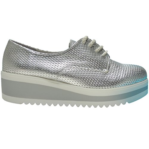 CHAMBY 6000 Zapato Casual Plataforma 5 Cm para Mujer Plata Talla 41