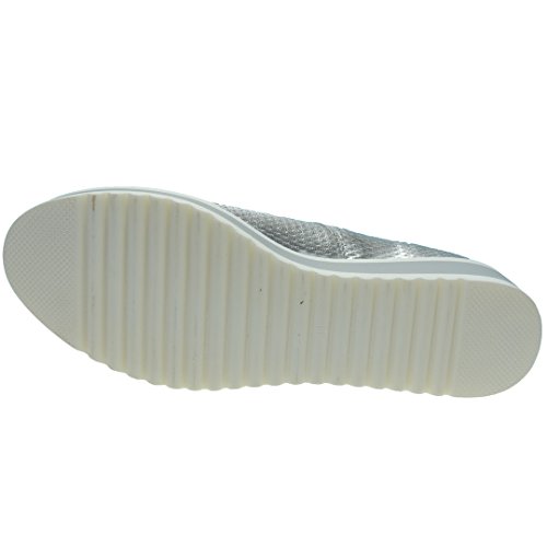 CHAMBY 6000 Zapato Casual Plataforma 5 Cm para Mujer Plata Talla 41