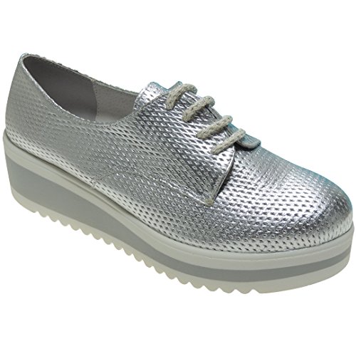 CHAMBY 6000 Zapato Casual Plataforma 5 Cm para Mujer Plata Talla 41