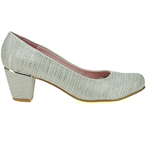 CHAMBY 708 Zapato Vestir Cerrado Piel Tacón Ancho 6CM para Mujer Saco Talla 40