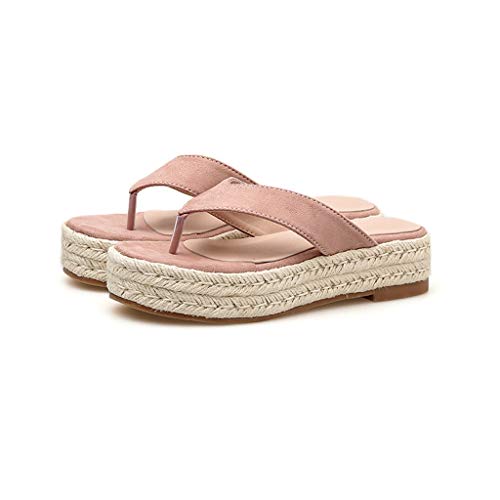 Chanclas Mujer Chanclas Chancletas para Mujer, Sandalias De Verano con Suela Gruesa, Chanclas De Playa Antideslizantes (tamaño De Zapato De 2 Colores 35~39) (Color : Rosado, Tamaño : 35)