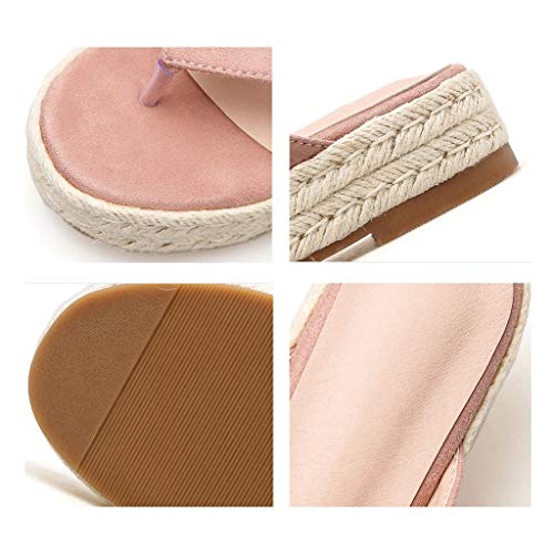 Chanclas Mujer Chanclas Chancletas para Mujer, Sandalias De Verano con Suela Gruesa, Chanclas De Playa Antideslizantes (tamaño De Zapato De 2 Colores 35~39) (Color : Rosado, Tamaño : 35)