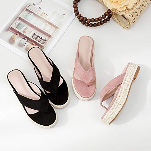 Chanclas Mujer Chanclas Chancletas para Mujer, Sandalias De Verano con Suela Gruesa, Chanclas De Playa Antideslizantes (tamaño De Zapato De 2 Colores 35~39) (Color : Rosado, Tamaño : 35)