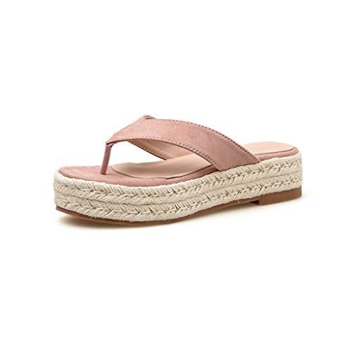 Chanclas Mujer Chanclas Chancletas para Mujer, Sandalias De Verano con Suela Gruesa, Chanclas De Playa Antideslizantes (tamaño De Zapato De 2 Colores 35~39) (Color : Rosado, Tamaño : 35)