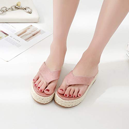 Chanclas Mujer Chanclas Chancletas para Mujer, Sandalias De Verano con Suela Gruesa, Chanclas De Playa Antideslizantes (tamaño De Zapato De 2 Colores 35~39) (Color : Rosado, Tamaño : 35)