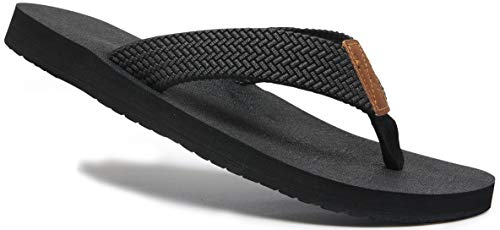 Chanclas para Hombre Talla 12, Zapatos de Playa de Verano, Zapatillas de casa de Goma Antideslizantes, Sandalias de Tiras de Ducha, Todo Negro