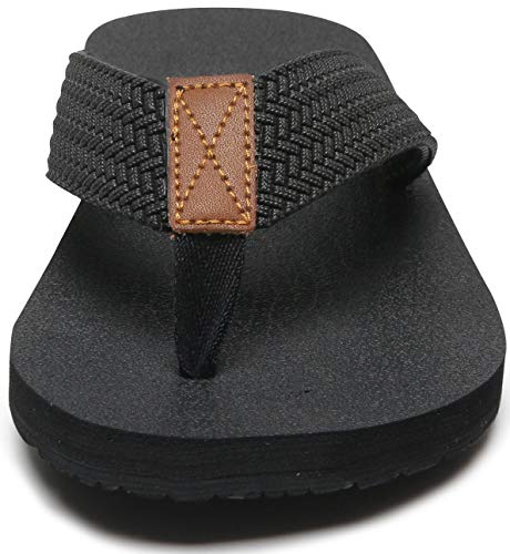 Chanclas para Hombre Talla 8, Zapatos de Playa de Verano, Sandalias de Tanga con Suela Gruesa de Ducha de Goma Antideslizante, Todo Negro