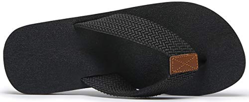 Chanclas para Hombre Talla 8, Zapatos de Playa de Verano, Sandalias de Tanga con Suela Gruesa de Ducha de Goma Antideslizante, Todo Negro