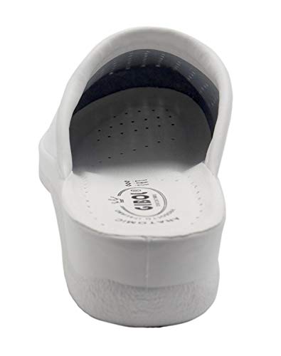 Chanclas sanitarias hombre y mujer, zapatillas profesionales cerradas, Zuecos sanitarios, zapatos ortopédicos cómodos, suela anatómica, Made in Italy Blanco Size: 40 EU