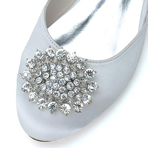 CHARMSTEP Bailarinas Boda Planos para Mujer Satén D'Orsay Punta Redonda Diamantes De Imitación Zapatos De Novia 9872-14,Champagne,42 EU