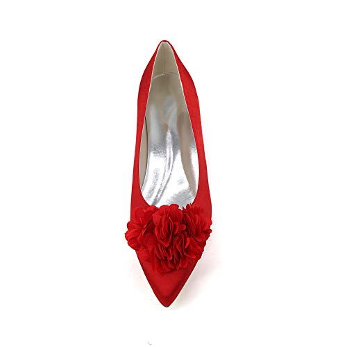 CHARMSTEP Bailarinas De Boda para Mujer De Satén Planos Flor Punta Cerrada Zapatos De Novia Fiesta 2046-07H,Champagne,36 EU