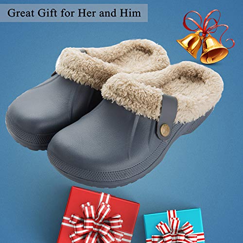 ChayChax Impermeable Zapatillas de Estar por casa para Mujer Hombre Zuecos con Forro Pelusa Caliente Pantuflas Interior Zapatillas Invierno Al Aire Libre
