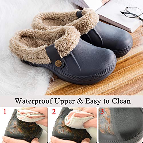 ChayChax Impermeable Zapatillas de Estar por casa para Mujer Hombre Zuecos con Forro Pelusa Caliente Pantuflas Interior Zapatillas Invierno Al Aire Libre