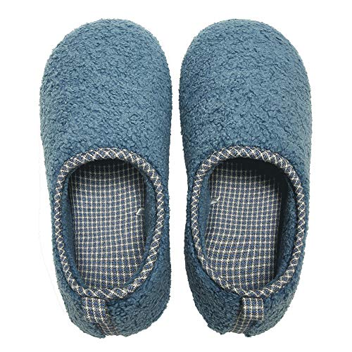 ChayChax Zapatillas de Estar por Casa para Mujer Invierno Cálido Pantuflas Memoria Espuma Ligero Comodo Suave Interior Zapatos de Algodón,Azul,EU 42-43