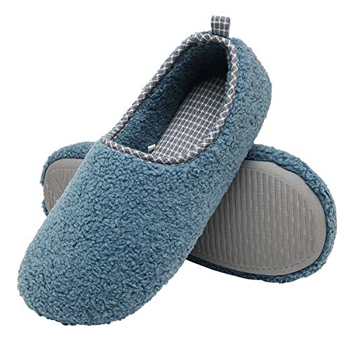 ChayChax Zapatillas de Estar por Casa para Mujer Invierno Cálido Pantuflas Memoria Espuma Ligero Comodo Suave Interior Zapatos de Algodón,Azul,EU 42-43