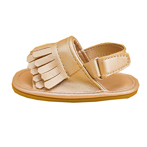 Chickwin Sandalias Niña Niños para Verano, Cómodo Zapatos Princesa Breathable Casual Encantador Floral Suela Blanda Goma Impermeable Antideslizante Calzado (EU20, Oro)