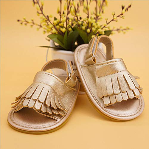 Chickwin Sandalias Niña Niños para Verano, Cómodo Zapatos Princesa Breathable Casual Encantador Floral Suela Blanda Goma Impermeable Antideslizante Calzado (EU20, Oro)