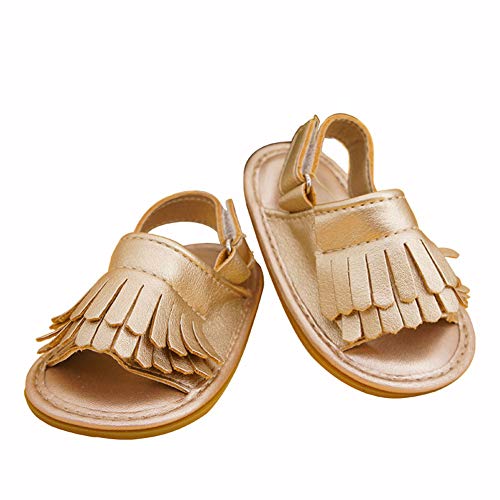 Chickwin Sandalias Niña Niños para Verano, Cómodo Zapatos Princesa Breathable Casual Encantador Floral Suela Blanda Goma Impermeable Antideslizante Calzado (EU20, Oro)
