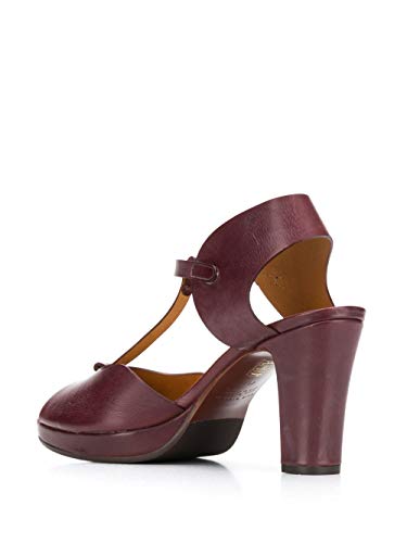 Chie Mihara Sandalias Plataforma Nissa en Piel Color Burdeos Cierre Pulsera en el Tobillo tacón Medio. Talla: 41 EU