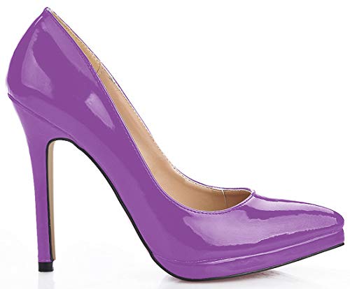 CHMILE CHAU-Zapatos para Mujer-Bombas de Tacon Alto de Aguja-Talón Delgado-Sexy-Moda-Novia o Dama-Boda-Nupcial-Zapatos de Vestir-Punta Puntiaguda-Plataforma 1cm