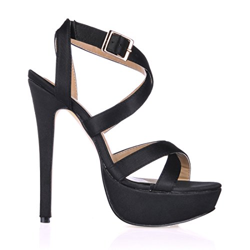 CHMILE CHAU-Zapatos para Mujer-Sandalias de Tacon Alto de Aguja-Talón Delgado-Sexy-Novia o Dama-Boda-Nupcial-Vestido de Fiesta-Correa de Tobillo-Plataforma 3cm