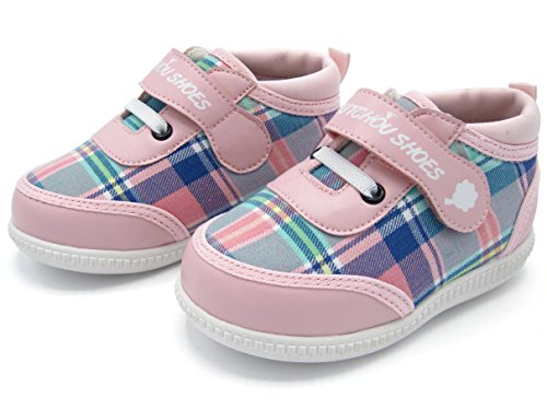 Chou Chou Shou Shoes – Zapatillas deportivas y vintage – Zapatos para bebé niña N° 1 – Marca francesa – Tartan Edition, Rosa (rosa claro), 22 EU Large
