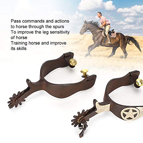 Cikonielf Espuelas de Caballo de Acero con bajo Contenido de Carbono Espuelas de Bota de Caballo Decoración Espuelas de Caballo de Estilo Vaquero Occidental para Montar