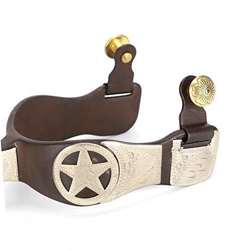 Cikonielf Espuelas de Caballo de Acero con bajo Contenido de Carbono Espuelas de Bota de Caballo Decoración Espuelas de Caballo de Estilo Vaquero Occidental para Montar