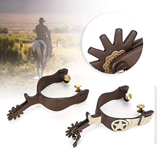 Cikonielf Espuelas de Caballo de Acero con bajo Contenido de Carbono Espuelas de Bota de Caballo Decoración Espuelas de Caballo de Estilo Vaquero Occidental para Montar