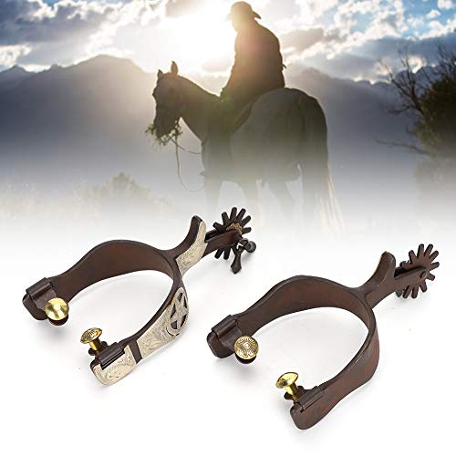 Cikonielf Espuelas de Caballo de Acero con bajo Contenido de Carbono Espuelas de Bota de Caballo Decoración Espuelas de Caballo de Estilo Vaquero Occidental para Montar