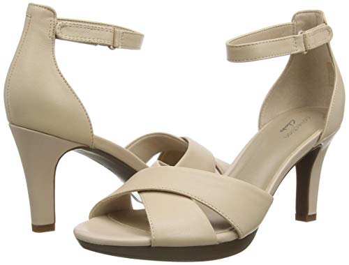 Clarks Adriel Cove, Zapatos con Tacon y Correa de Tobillo para Mujer, Azul (Blush Leather Blush Leather), 36 EU