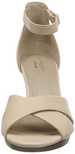 Clarks Adriel Cove, Zapatos con Tacon y Correa de Tobillo para Mujer, Azul (Blush Leather Blush Leather), 36 EU