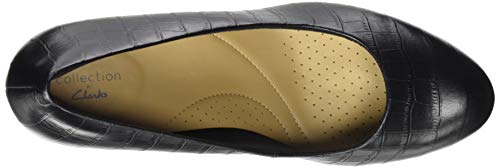 Clarks Adriel Viola, Zapatos de Vestir par Uniforme Mujer, Cocodrilo Negro, 41 EU