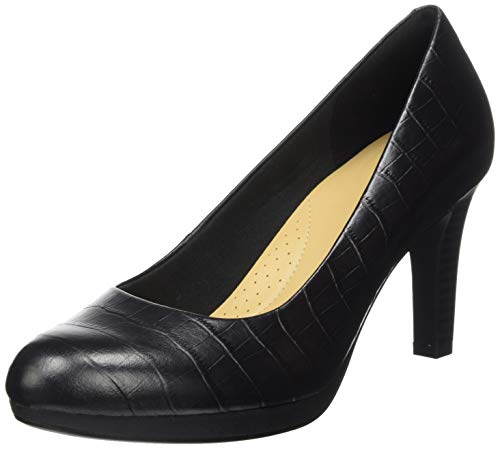 Clarks Adriel Viola, Zapatos de Vestir par Uniforme Mujer, Cocodrilo Negro, 41 EU