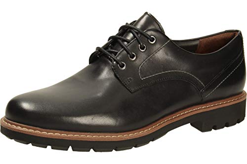 Clarks Batcombe Hall Derby - Zapatos de Cordones para Hombre, Negro (Black Leather), 42.5 EU