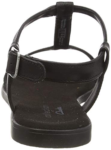 Clarks Bay Rosa, Sandalias con Tira Vertical Mujer, Negro (Black Combi Black Combi), 37.5 EU