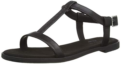 Clarks Bay Rosa, Sandalias con Tira Vertical Mujer, Negro (Black Combi Black Combi), 37.5 EU