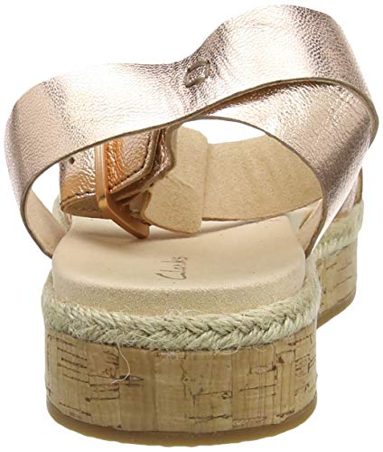 Clarks Botanic Poppy, Sandalia con Pulsera Mujer, Dorado (Rose Gold Lea Rose Gold Lea), 38 EU