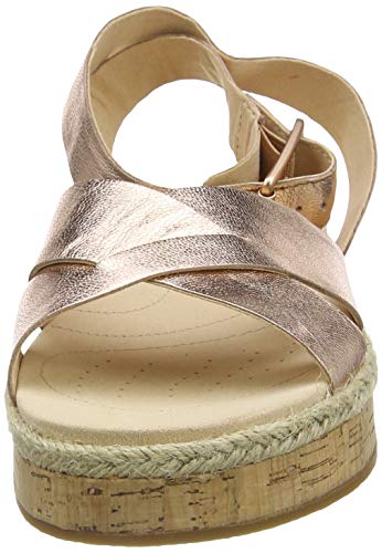 Clarks Botanic Poppy, Sandalia con Pulsera Mujer, Dorado (Rose Gold Lea Rose Gold Lea), 38 EU