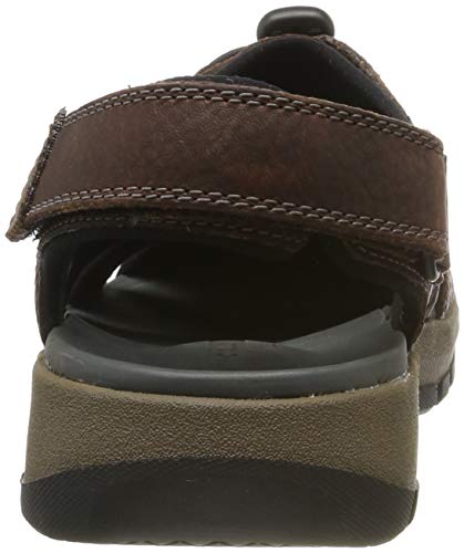Clarks Brixby Cove, Sandalia con Pulsera para Hombre, Marrón (Dark Brown Leather -), 43 EU