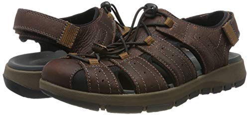 Clarks Brixby Cove, Sandalia con Pulsera para Hombre, Marrón (Dark Brown Leather -), 43 EU