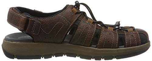 Clarks Brixby Cove, Sandalia con Pulsera para Hombre, Marrón (Dark Brown Leather -), 43 EU