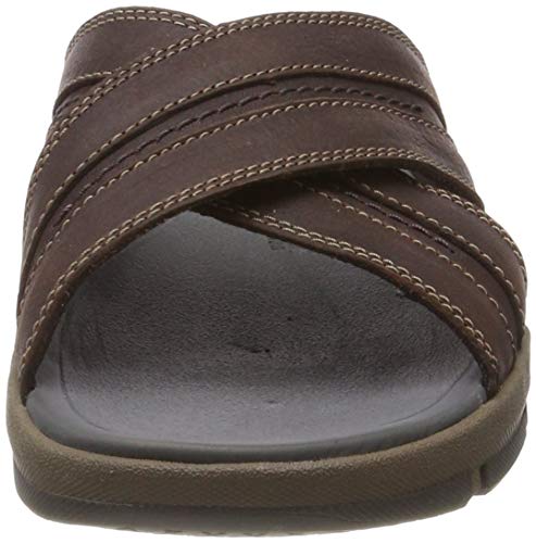 Clarks Brixby Cross, Sandalia con Pulsera Hombre, Marrón (Dark Brown Leather-), 46 EU