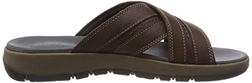 Clarks Brixby Cross, Sandalia con Pulsera Hombre, Marrón (Dark Brown Leather-), 46 EU