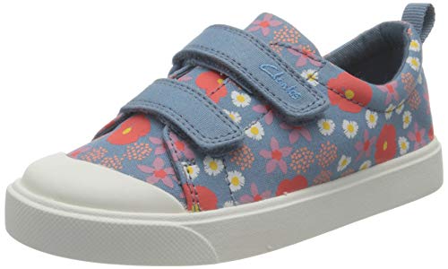 Clarks City Bright T, Zapatillas Niñas, Lona Azul Floral, 20 EU
