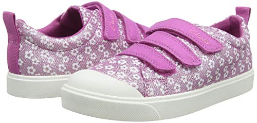 Clarks City Vibe K, Zapatillas Niños, Rosa (Pink Floral Pink Floral), 28 EU
